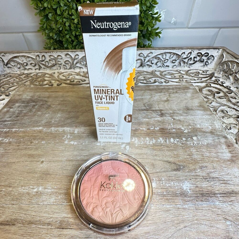 Neutrogena UVA/ UVB SPF 30 Tinted Face Sunscreen and Kokie Blush Bundle - Picture 1 of 12